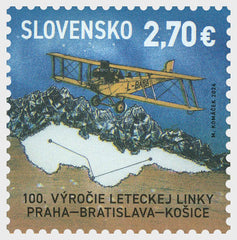 Slovakia 2024-The 100th Anniversary of the Launch of the Airline Route, Prague-Bratislava-Kosice (MNH)