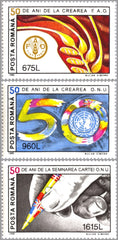 #3987-3989 Romania - FAO and UN, 50th Anniv. (MNH)